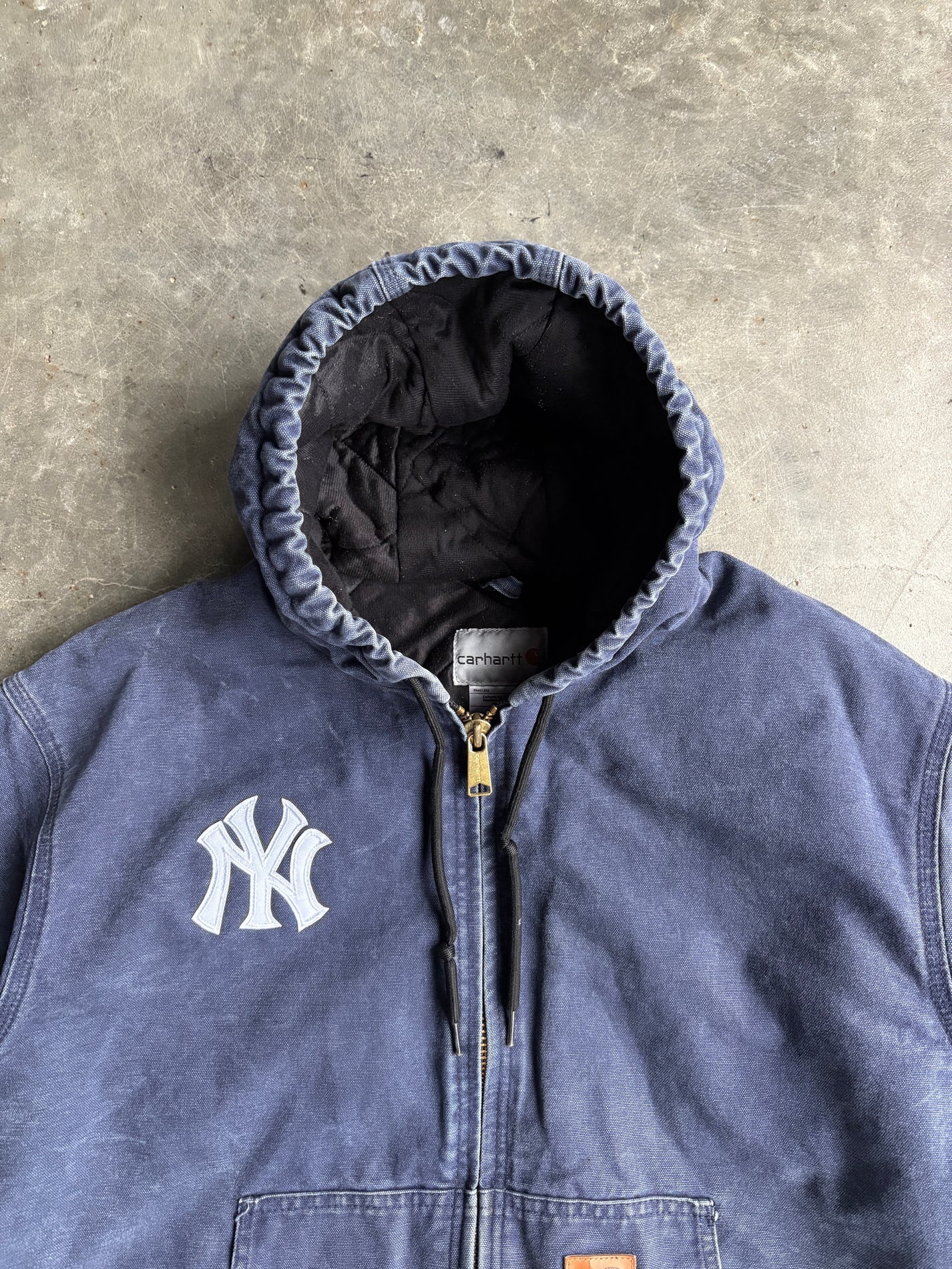 Vintage Navy Yankees Hooded Carhartt Jacket