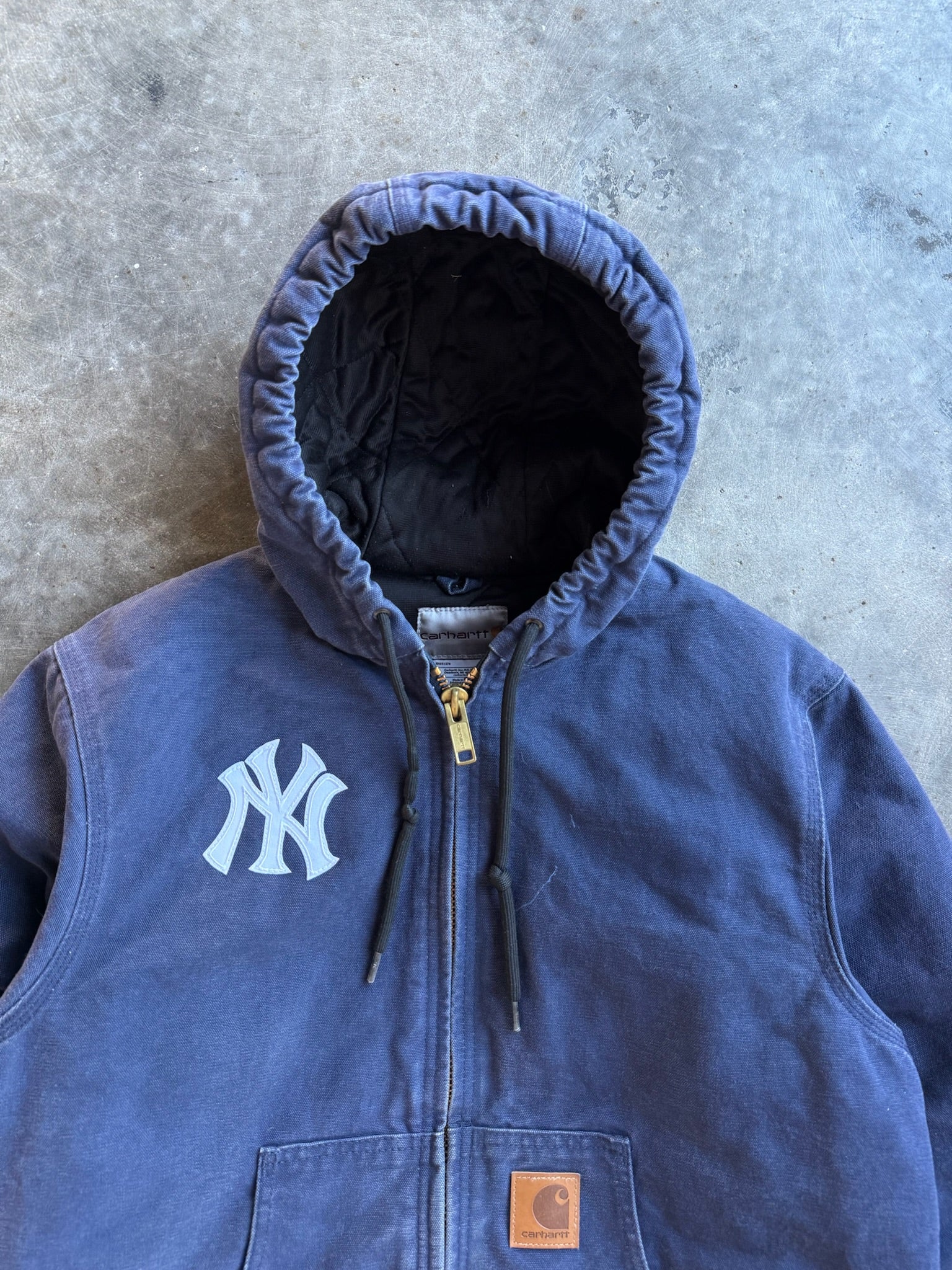 Vintage Navy Yankees Hooded Carhartt Jacket