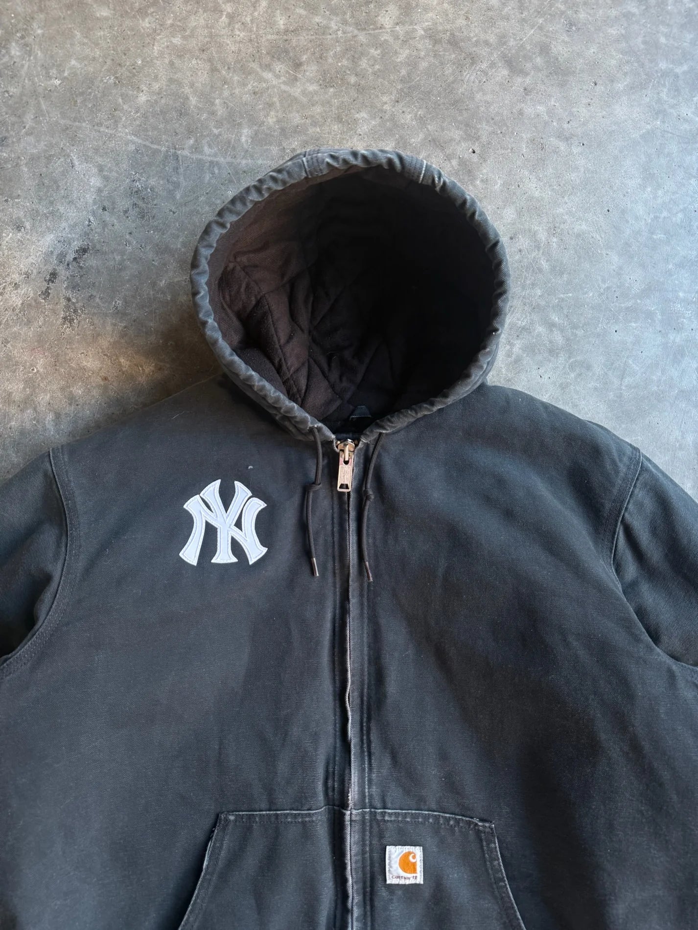 Vintage Dark Navy Hooded Yankees Carhartt Jacket