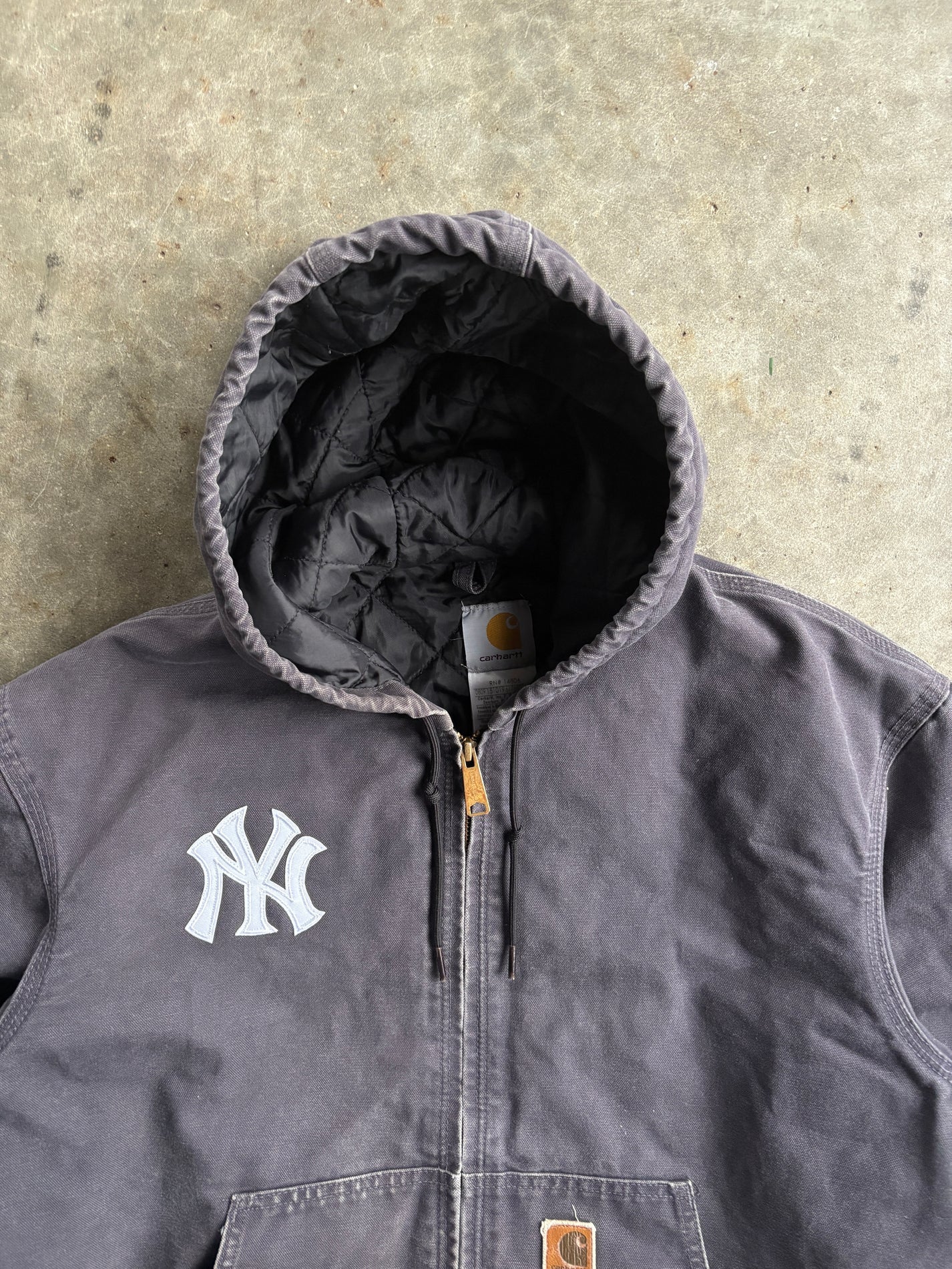 Vintage Dark Navy Hooded Yankees Carhartt Jacket